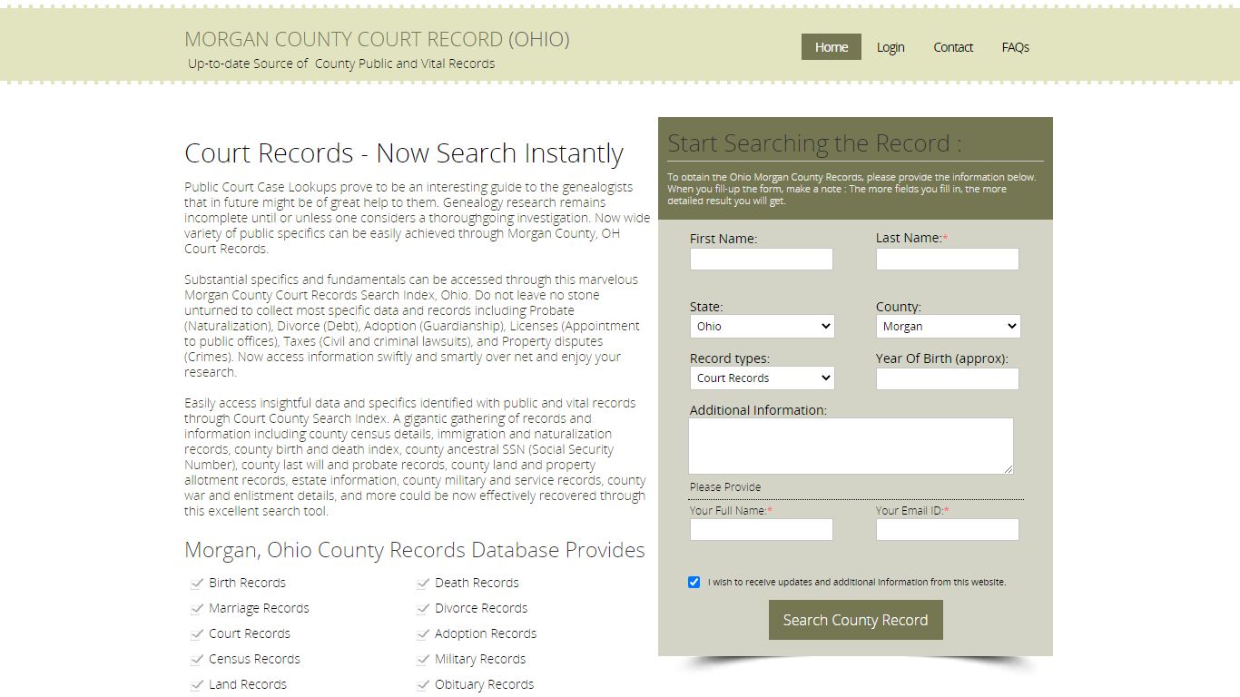 Morgan County, Ohio Public Court Records Index